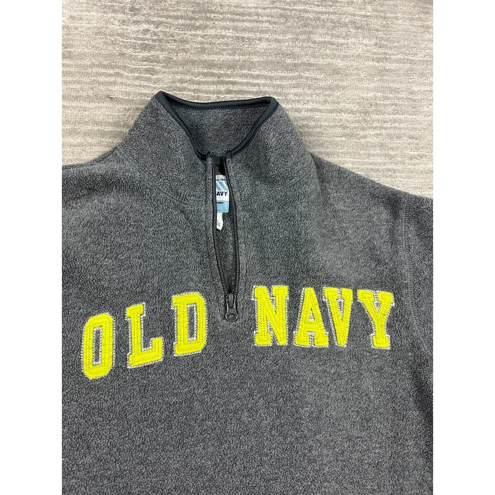 Old Navy Fleece‎ Pullover Boys XL 14-16 Gray Quarter Zip Logo Mock Neck Pockets